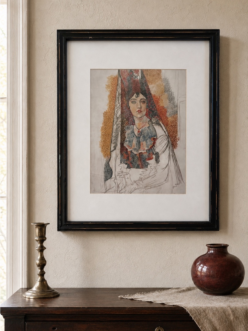 Pablo Picasso Woman With Mantilla Framed Museum Art Print Modernist 18x22